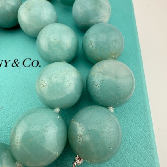 RARE Tiffany & Co. 16mm Amazonite Necklace Sterling Silver Paloma Picasso - Picture 6 of 9